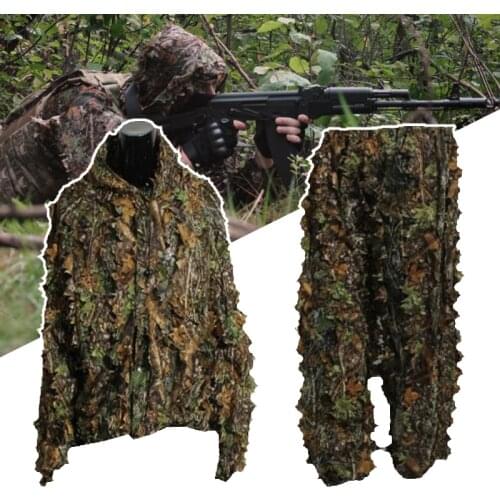 3D Leaf Adults Ghillie Suit Woodland Camo/Camouflage Hunting Deer Stalking in