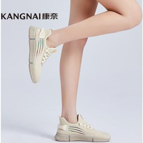 KANGNAI Women Sneakers Casual Shoes Breathable Air Mesh Lace-Up Sports Running Walking Tennis Ladies Shoes Flats
