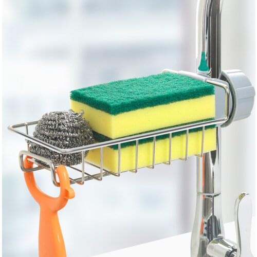 Kitchen Mmulti-function Stainless Steel Faucet Rack Sponge Dish Cloth Finishing Rack Drain Rack Pool Rag Storage Drain Dry Rack