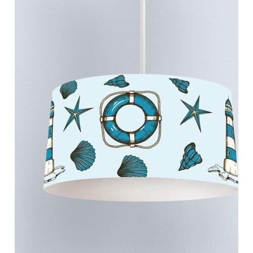 Lamp For Kids Bedrooms Light Chandelier for Living Room Childrens Room Blue Sea Shell Lighthouse Model 1332
