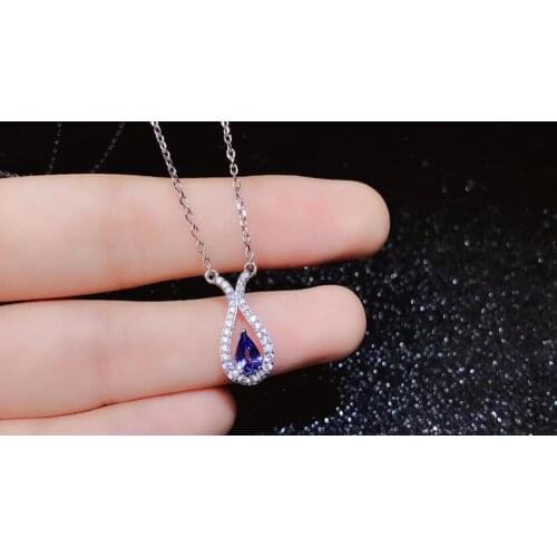 Best Gift Natural and Real Tanzanite Necklace Pendant S925 Sterling Silver Womens Color Gemstone Natural Jewelry