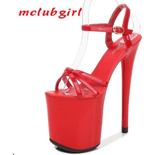 Mclubgirl 2020 Summer Sexy Nightclub Super High Heel Womens Shoes Fine Heel Waterproof Platform Model Womens Sandals LFD