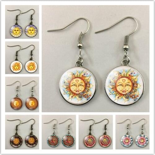 Fashion Sun Moon God Lady Pendant Earrings Simple Sun God Moon God Fashion Earring Lady Pendant Earring Jewelry Couple Gift