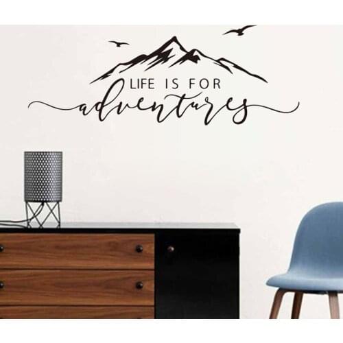 Life Is For Adventures Mountain Wall Sticker Bedroom Living Room Adventure Explore Travel Motivational Art Wallpaper Poster