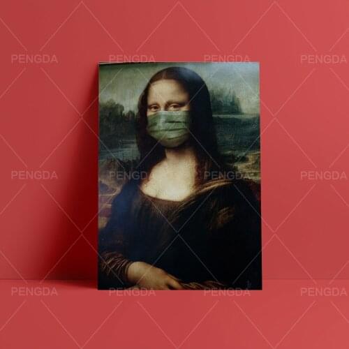Famous Painting Mona Lisa Facemask Wall Art Home Decoration Canvas Paintings Pictures HD Prints Modular Poster For Living Room