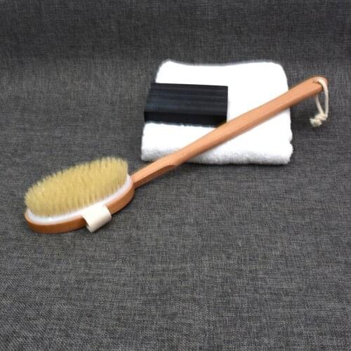 New 1Pc Qualified Shower Brush Natural Long Wooden Bristle Massager Bath Shower Back Spa Detachable Scrubber