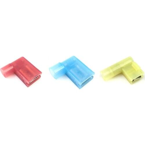 100PCS Crimp Terminals FLDNY1.25-250 Nylon Flag Female Terminal insulated flag 6.3 plug Right Angle Terminals 0.5-1.5mm 22-16AWG