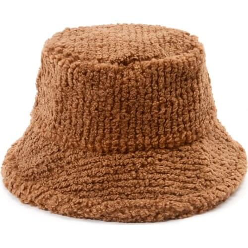 Autumn Winter Faux Fur Striped Panama Bucket Hats Women Fashion Solid Warm Sun Hat Bob Female Girls Outdoor Travel Fisherman Hat