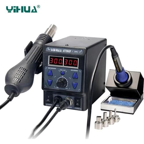 YIHUA 8786D Upgrade Rework Soldering Station 2 in 1 SMD Hot Air Gun Thermoregulator Soldering Iron 700W BGA Welding Tool Station