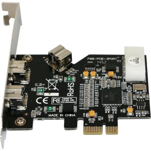PCI Express PCI-E x1 to 3 Ports 1394B Controller Card Add On Card for FireWire 800 IEEE 1394 B 2+1 Digital Camera Video Capture