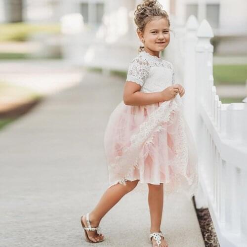 New 2020 Girls'Back Hollow Flower Dress Flower Boy High-end Wedding Dress Elegant Girls' Flower-lace Banquet Dress