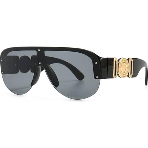 Luxury Pilot Sunglasses Women Fashion Brand Design Oversized Half Frame Sun Glassed For Men 2021 Flat Top Vintage Shades Glasses