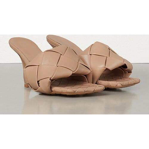 Summer Women Sandals Weave Open Toe High-Heeled Shoes Women Thin Heel Square Toe High Heels sandalias mujer zapatos de mujer