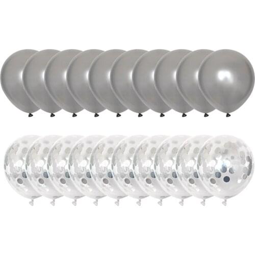 20Pcs/set Silver Balloon Birthday Party Decoration Kids Baloon Air Balls Metal Balloons Ballon For Party Deco Birthday Ballons