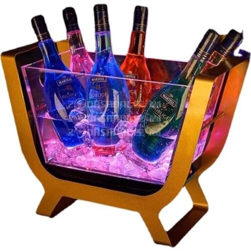 Widely Used In Bars Hot Selling Rechargeable Color Changes Metal+acrylic Led Ice Bucket Acrylic