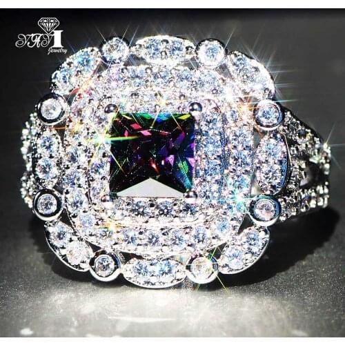 YaYI Fine Jewelry Top Quality Gemstones Cubic Zirconia Stamped S925 Silver Color Engagement Wedding Party Rings Gifts(No Glue)