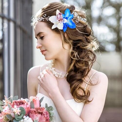 Women Chiffon Flowers Hair Clips Butterfly Orchid Hair Barrettes For Bridal Wedding Accessory Party Event Decor Hair Pins A40