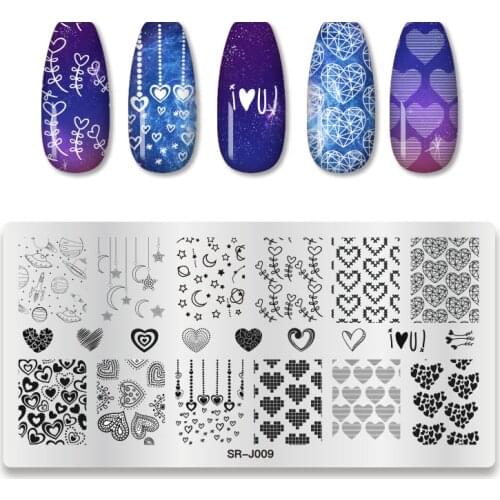 1Pcs Rectangle Nail Stamping Plates Star Moon Spaceship Mixed Pattern Nail Art Image Design DIY Tools Stamp Template Stencil