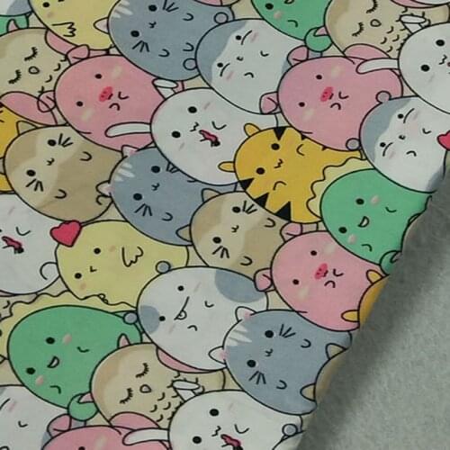 100% Cotton viaPhil Brand Egg Animal Totoro Printed Fabric Eggs Animal Fabric Patchwork Cloth Dress Home Decor