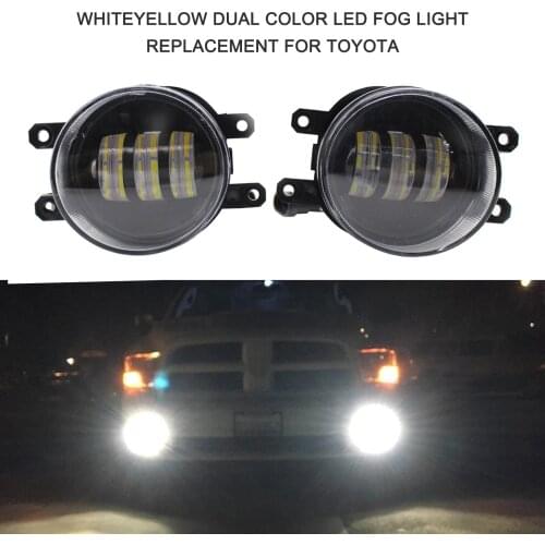 2pcs Fog Light Lamp White/Yellow Dual Color LED Bumper Driving Fog lamp Replacement For Toyota Car Accessories