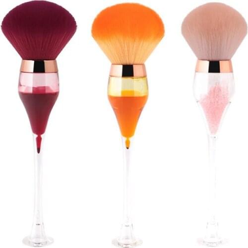 20Pcs/Lot Transparent Red Wine Glass Makeup Brush Soft Tricolor Fiber Hair Foundation Portable Mask Cosmetic Tools HA2442