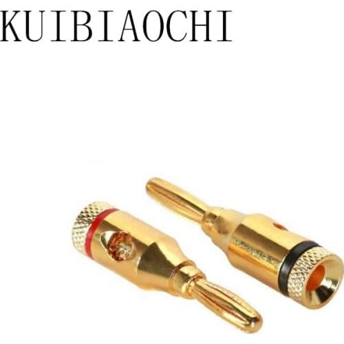 4pcs/lot Connector Banana Plug Copper 4mm Gold plated Musical Speaker Cable Wire Banana Plugs in Wire Connectors Banana 4mm