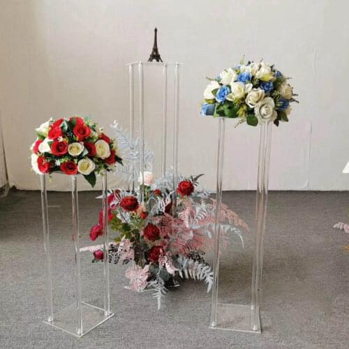 4pcs Wedding Props Road Lead New Crystal Road Lead Square Road Lead Christmas Party Decor Acrylic Road Lead Frame Bracket Vase