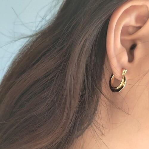 925 Sterling Silver Nordic Irregular Shape INS Cartilage Earrings Gold Hoop Huggie Earrings for Women Pure Silver Jewelry