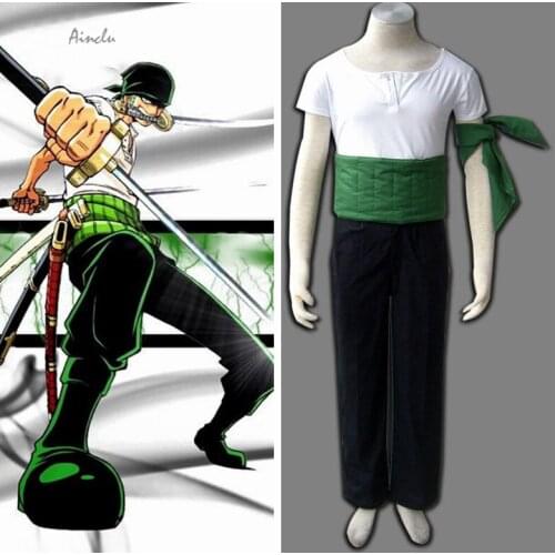 Ainclu Free Shipping One Piece Anime Roronoa Zoro Adult Kid Halloween Cosplay Costume Customize for plus size adults and kids