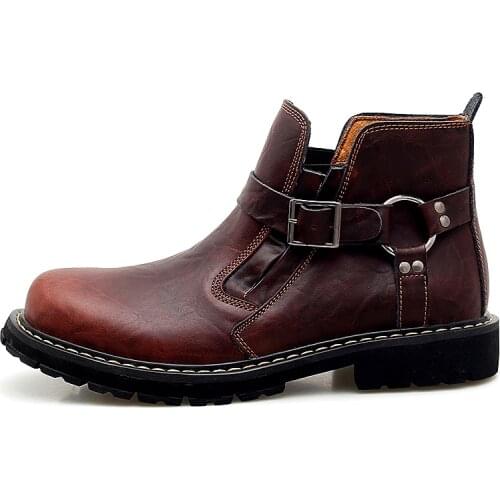 New Brand Autumn Winter Mens Boots Cow Genuine Leather Men Shoes Fashion Motorcycle Boots Comfortable Ankle Boots Casual Shoes