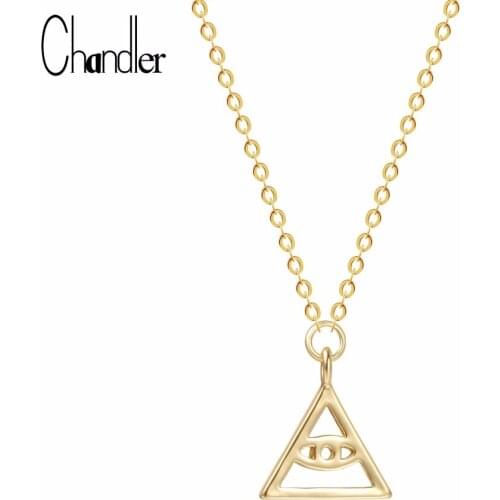 Chandler Potter Luna Deathly Hallows Geometric Triangle Devil Eye Pendant Necklace Movie Fashion Jewelry Gold Color Chokers