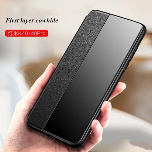 For xiaomi redmi k40 Case flip, Original PU Flip leather Smart window phone case for xiaomi redmi k40 pro case fundas coque