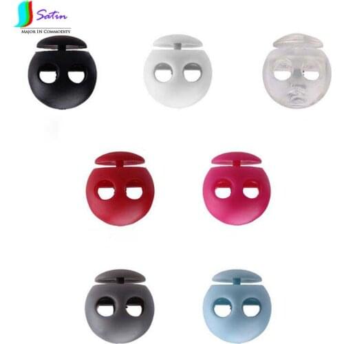 Colorful Double Hole Landmines Shaped Plastic Spring Cord Lock Button,Adjustment Rope Lock Stopper Buckle S0632H