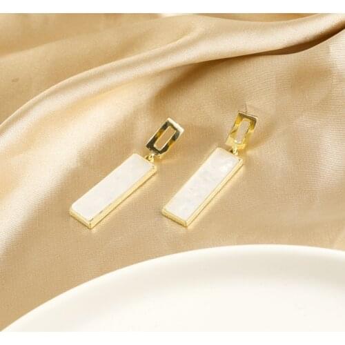 Long Geometric Stud Earrings Golden Square Earrings Intellectual Ear Studs White Valentine Stud Earrings Women Girl Gift Friends