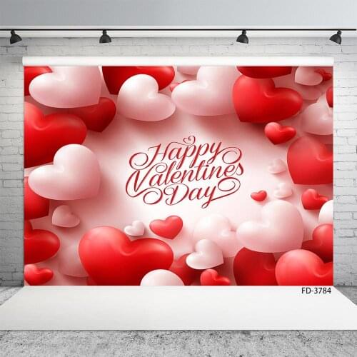 Red Pink Hearts Photography Backdrop Computer Printed Backgrounds for Wedding Lovers Valentines Day Photophone Photo Studio