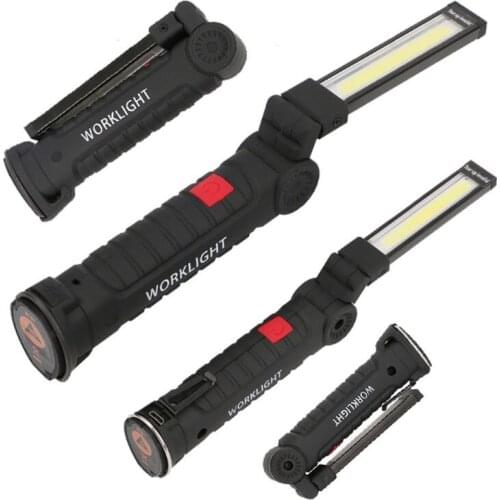Portable 5 Mode COB Flashlight Torch USB Rechargeable LED Work Light Magnetic COB Lanterna Hanging Hook Lamp For Outdoor Camping