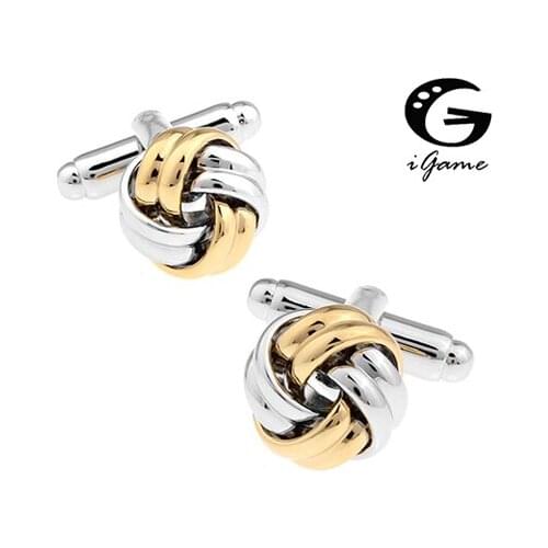 IGame Designer Two Colors Plating Cuff Links Factory Price Supply Anti-oxidation Copper Metal Knot Design Free Shipping