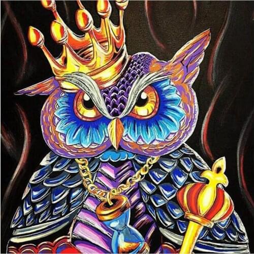 King Crown Owl Diamond Painting Cartoon Round Full Drill Nouveaute DIY Mosaic Embroidery 5D Cross Stitch Animal Pattern