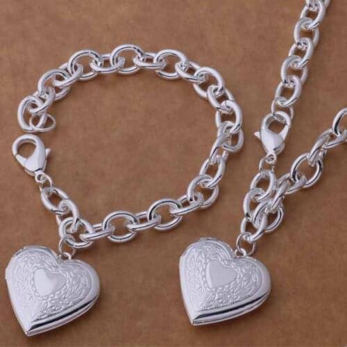 AS389 Hot sterling Jewelry Sets bracelet necklace /aphajgoa avuajnba silver color