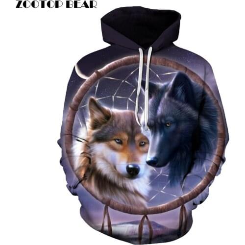Dreamcatcher Wolf 3d Hoodies Men Women Pullover Fashion Sweatshirts Male Tracksuits Casual Pullover Pocket Hoodie Hooded Coat