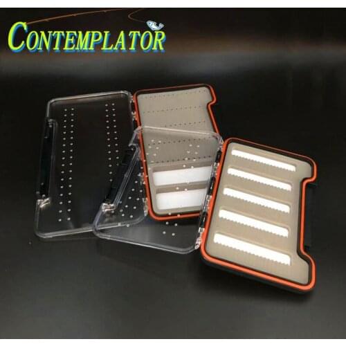Small/Large Size Pocket Type Slim Transparent Fly Box Strong&Durable One Side Fly Fishing Boxes ABS Plastic Flies Storage Box