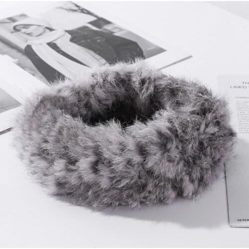 Furry Rabbit Fur Headband Winter Outdoor Warm Turban Elastic Ski Hat Ear Warmers Earmuff Fashion Soft Wide Head Wrap