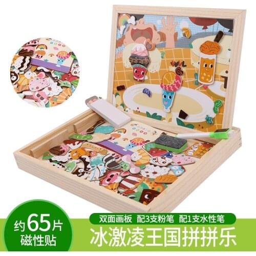 Multifunctional Wooden Clipboard Magnetic Educational Toy Puzzle Chinese Zodiac Animal Jigsaw Toy Childrens Children Gift M35