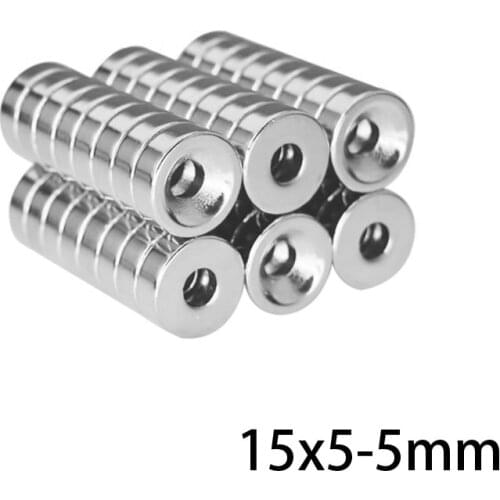 5~80PCS 15x5-5 MM Powerful Magnets 15*5 mm Hole 5 mm Permanent Neodymium Magnetic 15x5-5mm Countersunk Round Magnet 15*5-5