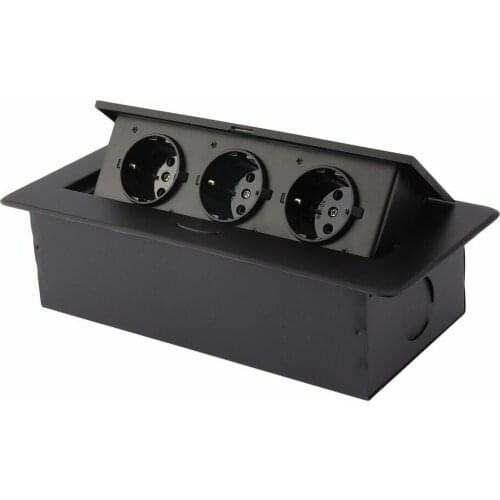 Multimedia Outlet EU US USB Web Socket Black Connection Box Desktop Wall Multifunction Pop Up Hidden Socket for Conference Room