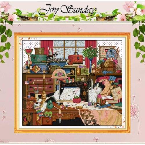 Cat and Sewing Machine Counted Cross Stitch 11CT 14CT Cross Stitch Set Wholesale Chinese Cross-stitch Kits Embroidery Needlework