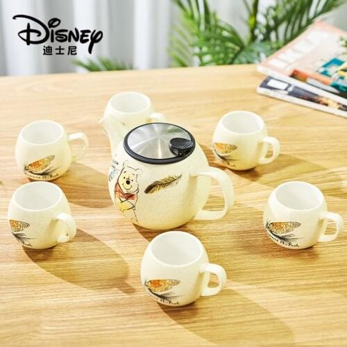 Disney 6+1 cartoon Winnie the Pooh series cute teapot and teacup combination home creative kung fu teacup fashion gift tea set
