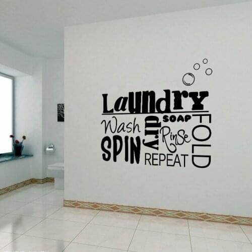 Stickers DIY Laundry Vinyl Art Mural Decals Wallpaper For Laundry Room Wall Decor Poster House Decoration 45 cm X 55 cm