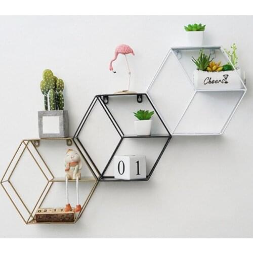 Wall Art Decoration Storage Organizer Floating Geometric Figure Smooth Lines Creative Round Shape Storage Rack for Home