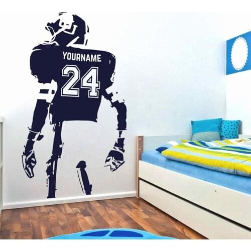 Customizable Name Rugby Vinyl Wall Sticker Rugby Sports Competition Gifts for Kids Boy Room Decoration Art Decal 11